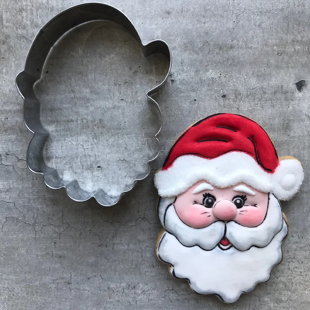 KENIAO Christmas Santa Head Cookie Cutter - 10.8 x 8.6 CM - Winter Biscuit  Fondant Bread Sandwich Mold - Stainless Steel