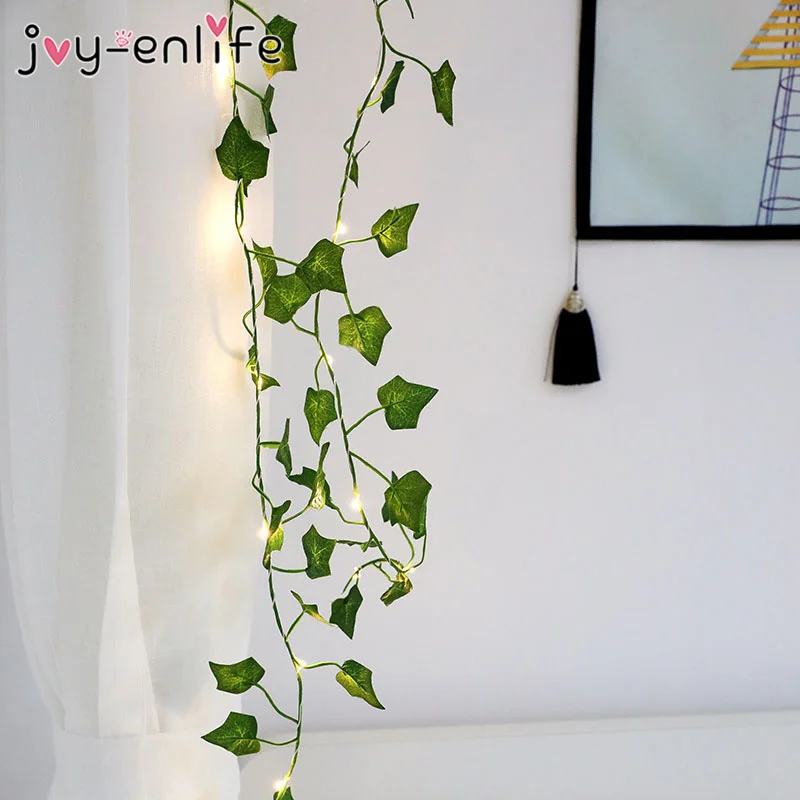 

2M Artificial Plants Led String Light Creeper Green Leaf Ivy Vine For Home Wedding Decor Lamp DIY Hanging Garden Yard Lighting
