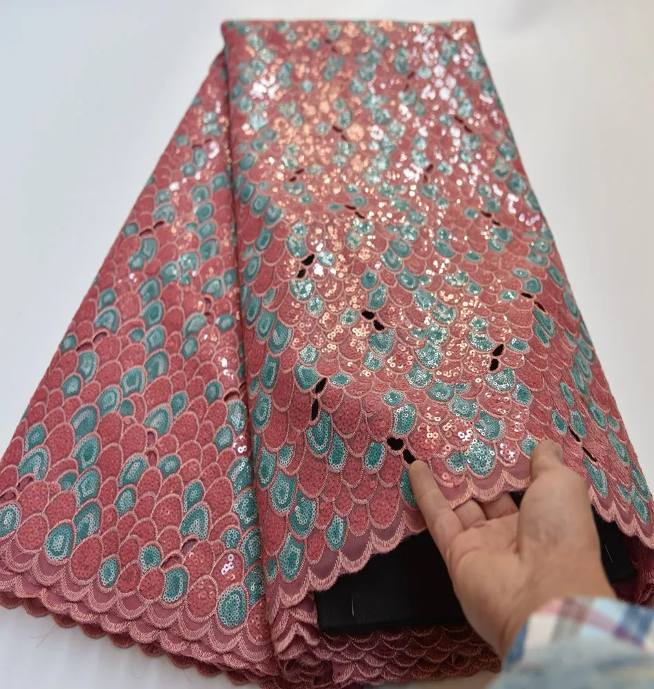 Африканская кружевная ткань с блестками ручной работы из органзы