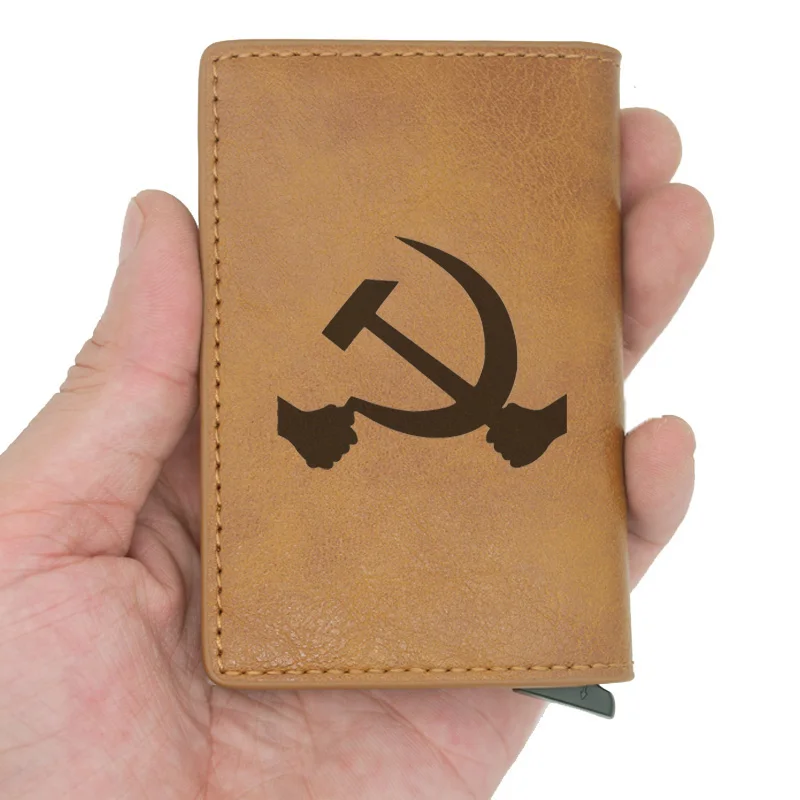 Ретро Классический молоток Scythe Rfid держатель для карт мужские кошельки коричневый короткий кошелек кожаный тонкий кошелек мини кошелек