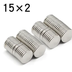 10-200 Pcs 15x2 Mini Refrigerator Small Round Magnetic Sheet Neodymium Magnet N35 Super Powerful Small Round Block Wholesale