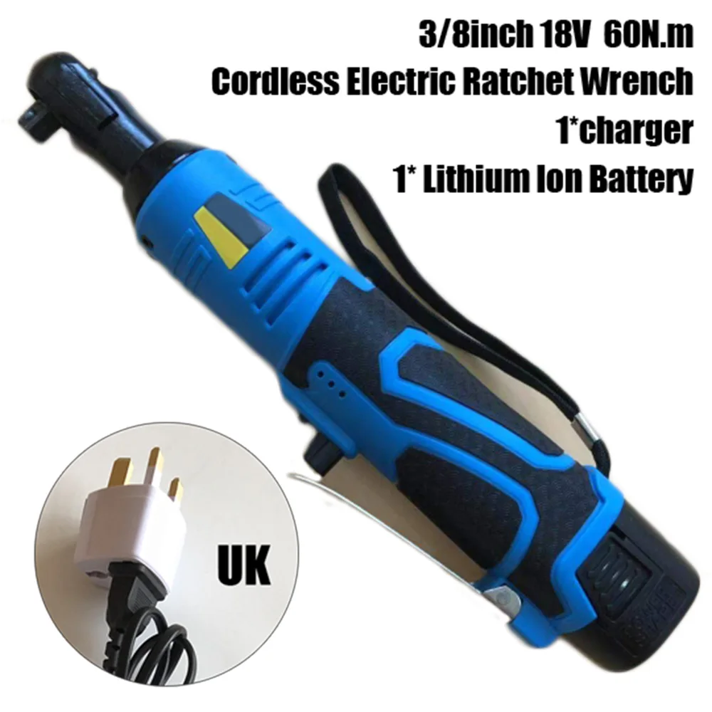 

18V 60N.m 3/8inch Cordless Right Angle Electric Ratchet Wrench Tool W/ Battery Truss Installation Car Repair