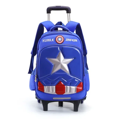 Дорожные багажные сумки для детей, школьный рюкзак на колесиках для мальчиков, синяя сумка на колесиках, школьная сумка на колесиках, школьные сумки на колесиках - Цвет: Blue 3 Wheels