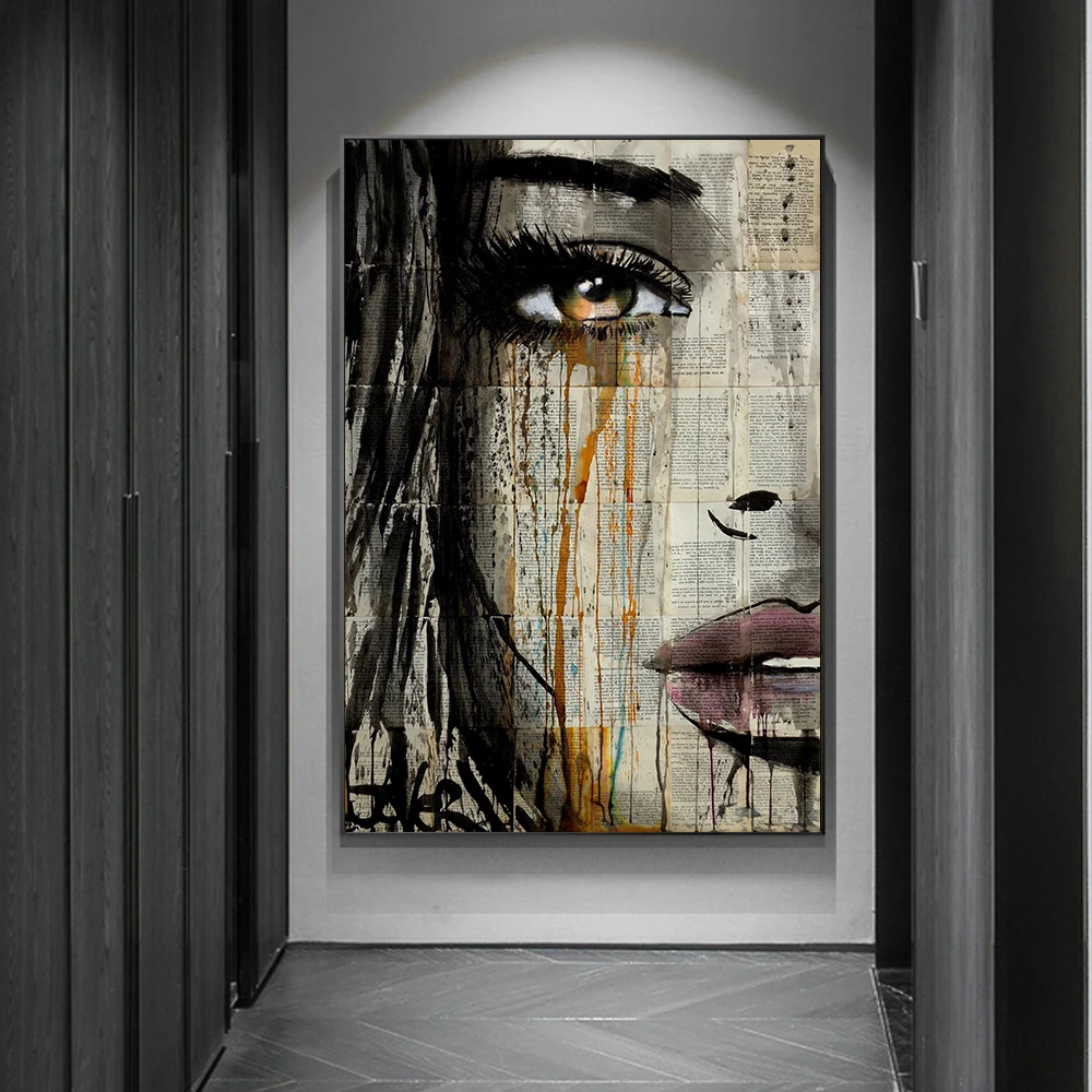 Graffiti Woman Face Canvas Painting Figure Printed Poster and Prints Wall Pictures For Woman Face Living Room Home Decorations