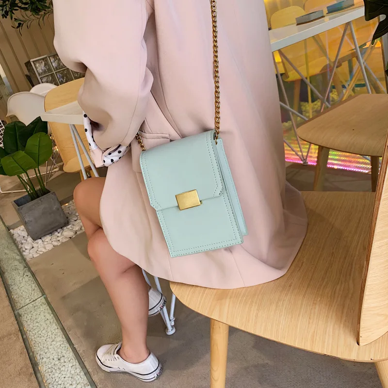 

New Arrival Bag Simple WOMEN'S Fashion Handbag Summer New Style 2019 Textured Shoulder Bag with Chain Mini Shoulder Bag Women's