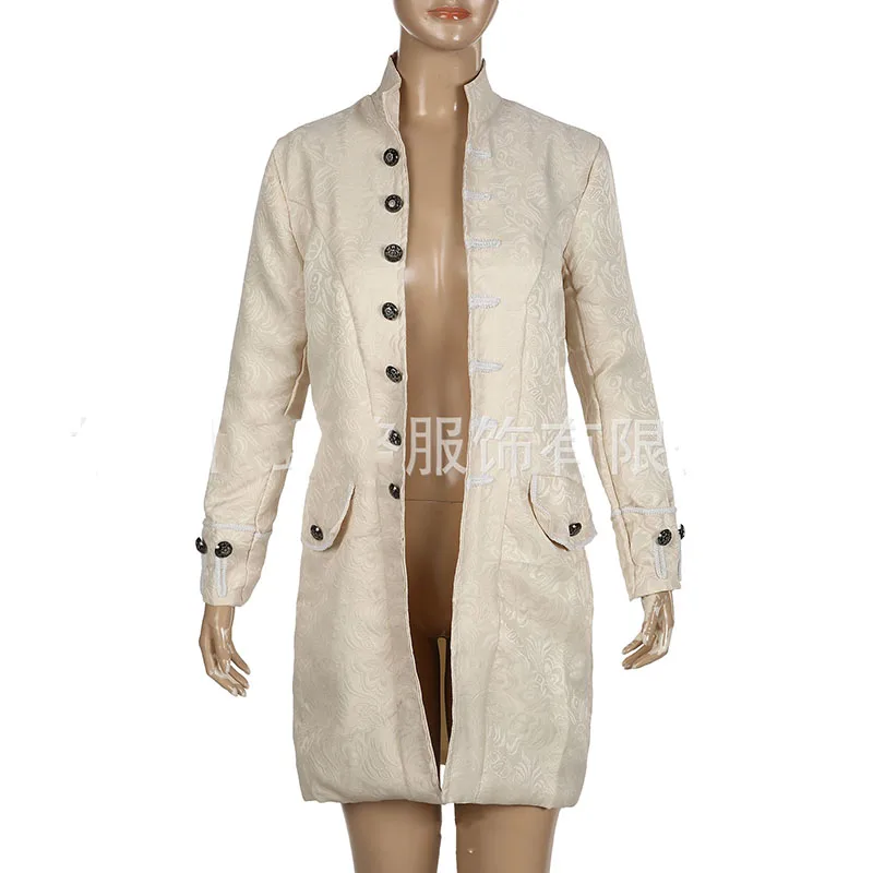 Retro Steampunk Trench Coat Victorian Ghost Gothic Halloween Vampire Costume Mens Blazer Suits Tuxedo Stand Collar For Adult
