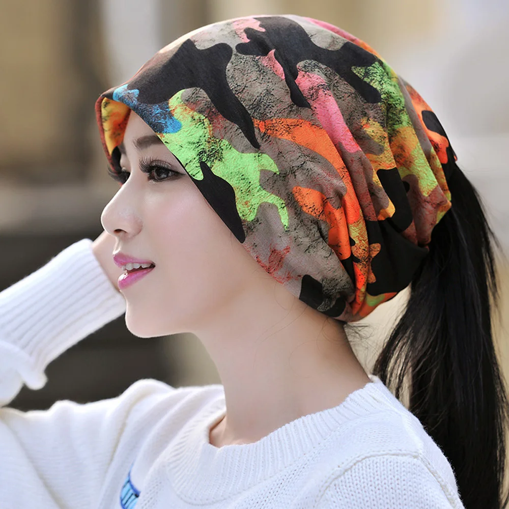 Men Women Colorful Camouflage Baggy Cap Multi-Use Neck Scarf Hat Soft Hats HATRX0060