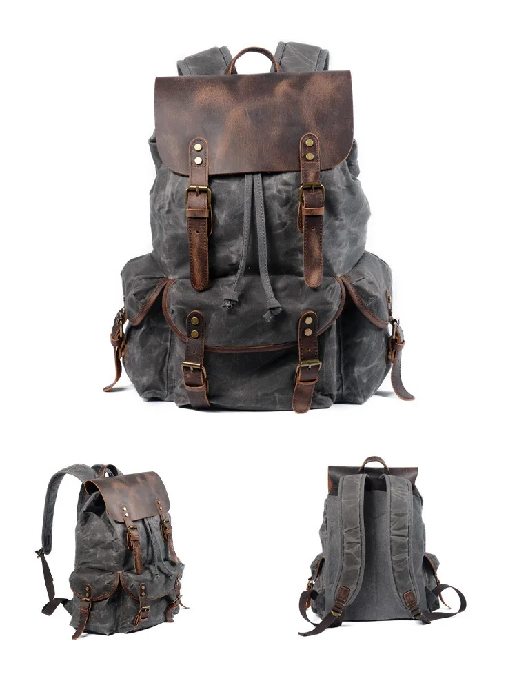 Gratis Verzending, Leisure Student Rugzak, Olie Wax Lederen Canvas Schooltas. reistas, Laptop Rugzak. vintage Trend Tas. Gratis Verzending, Leisure Student Rugzak, Olie Wax Lederen Canvas Schooltas. reistas, Laptop Rugzak. vintage Trend Tas.