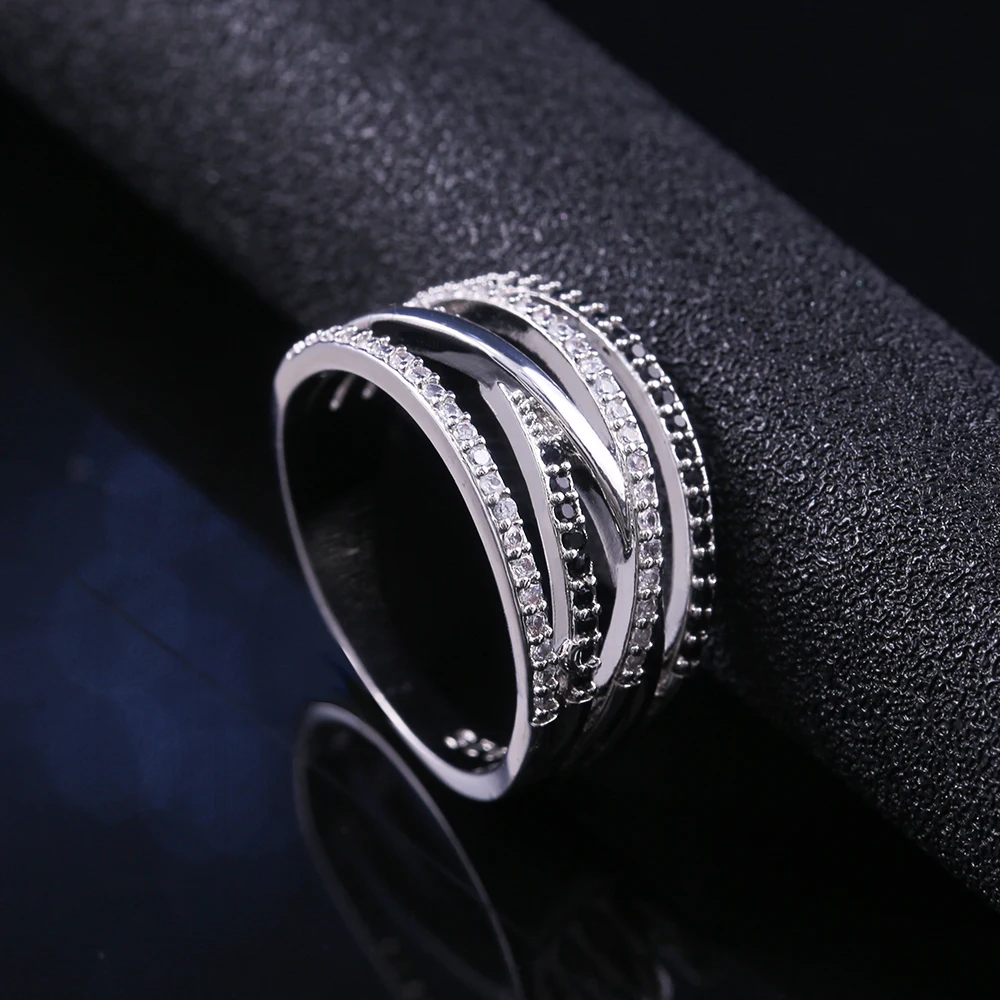 Women Finger Rings With Black&White Stone Micro Paved Huitan Ethnic Style Gift For Women Jewelry Rings womens ring finger rings jewelry rings ring jewelry