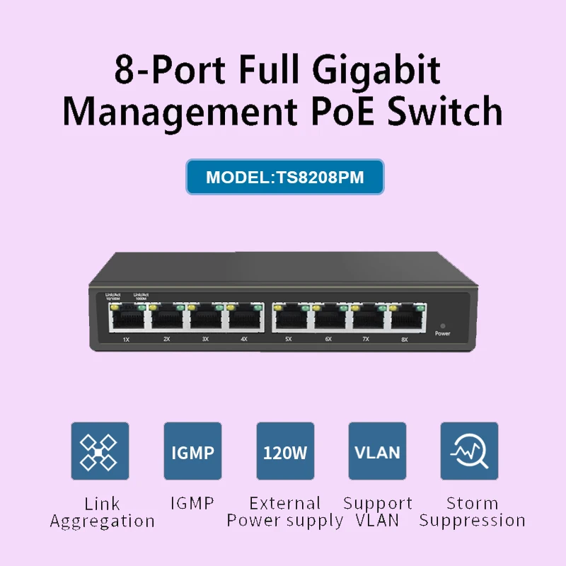 Управляемый коммутатор poe с 8 портами VLAN Gigabit POE + ieee802.3af/at совместимый|8 port gigabit|8