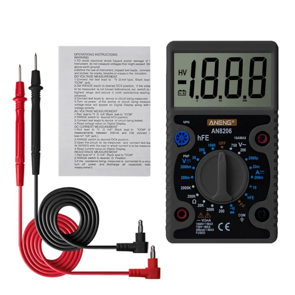 FINDAMAZE AN8206 цифровой мультиметр с квадратной волной выходное напряжение измерение непрерывности тока измерение hEF