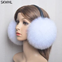 Nowe luksusowe kobiety zimowe ciepłe prawdziwe futro z lisa nauszniki moda pani 100% naturalne futro z lisa nauszniki termiczna dziewczyna prawdziwe futro z lisa nauszniki 1