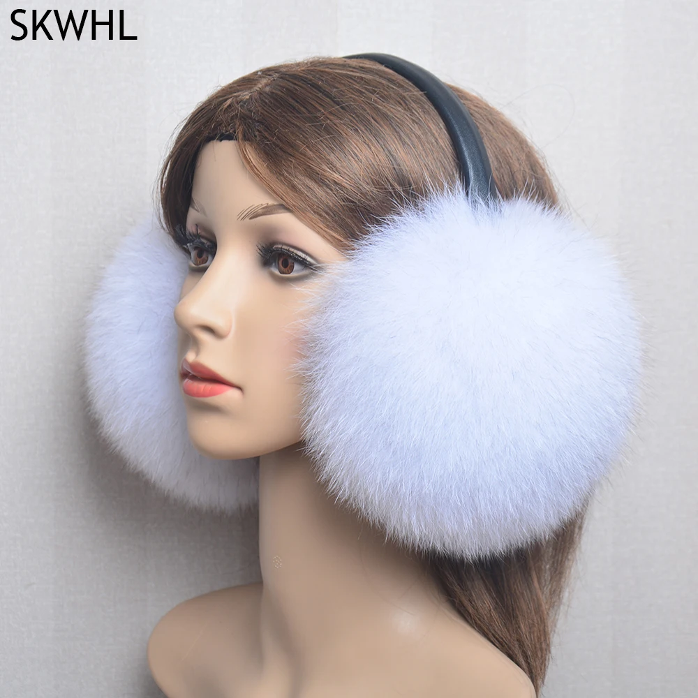 New Luxury Women Winter Warm Real Fox Fur Earmuffs Fashion Lady 100% Natural Fox Fur Ear Muffs Thermal Girl Real Fox Fur Earmuff