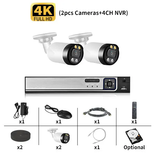 best outdoor security cameras Azishn 8MP 4K IP Bullet Camera 8CH NVR CCTV System Kit Outdoor Waterproof Two Way Audio Security Surveillance Protection Camera outdoor use surveillance cameras Surveillance Items