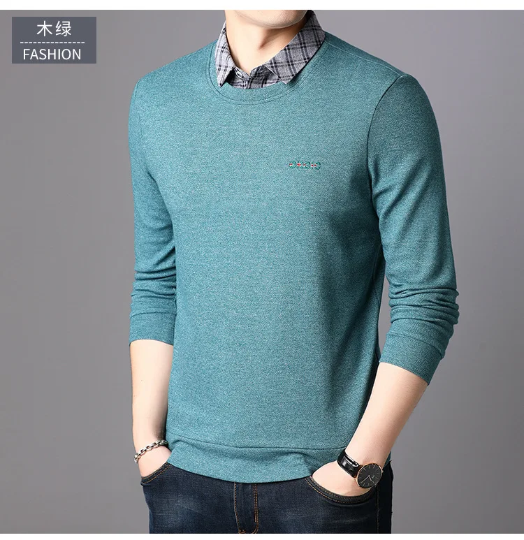 Knitting Long Sleeve Shirts Men Fashion Autumn Winter Sweater Mens Soild Slim Fit Bottoming Sweater Male Brand Clothes