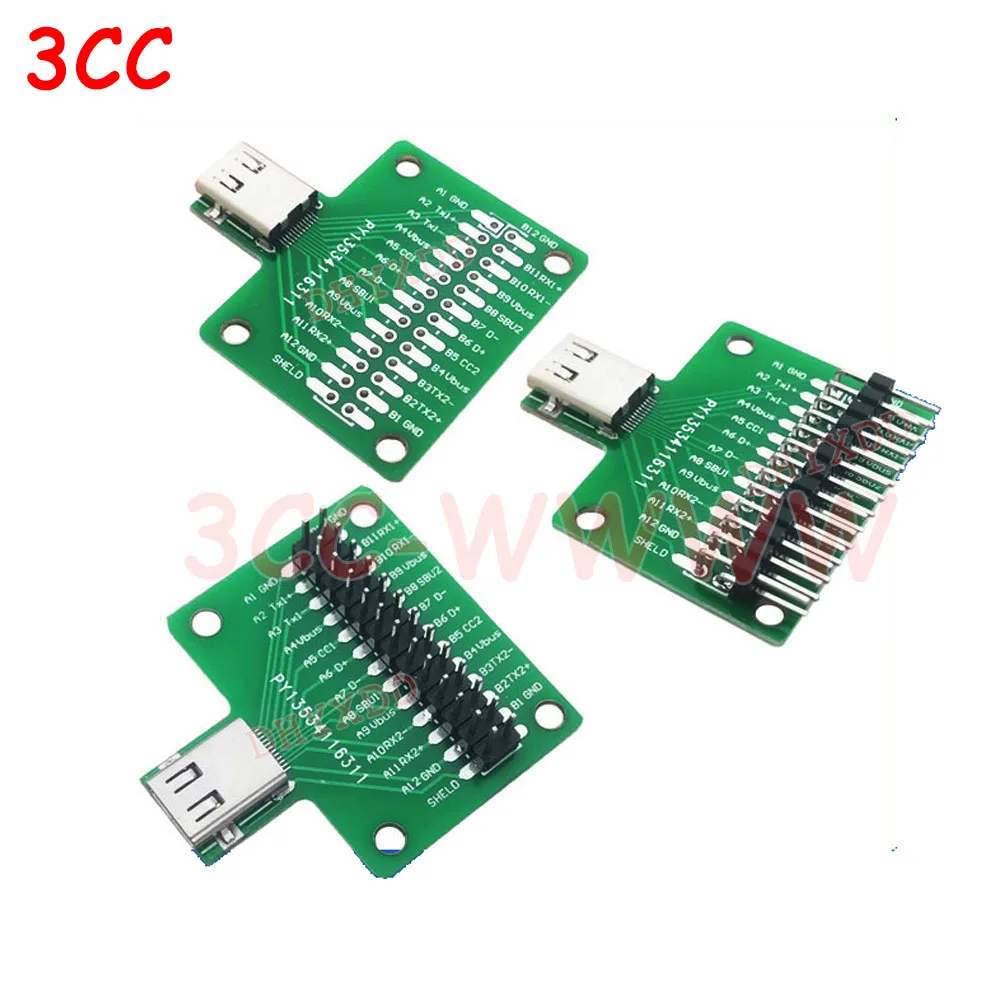 

1PCS USB 3.1 Cable Test Board 24PIN Type-c Female Plug Jack to DIP Adapter Connector Welded PCB Converter Pinboard