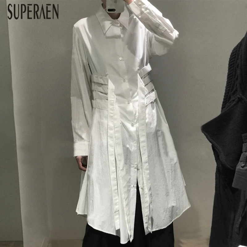 SuperAen, Европейская Женская рубашка, осень, новинка, однотонный цвет, хлопок, повседневные женские блузки и топы, длинный рукав, женская одежда