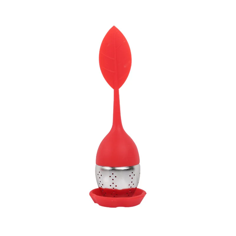 

Tea Infuser Strainer Silicone Filter Leaf Shape Handle Diffuser Non-toxic Stainless Steel J99Store