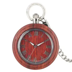 Ретро Черные Деревянные Часы мужские красные сандаловые кварцевые карманные часы римские цифры новые модные светящиеся указатели часы +