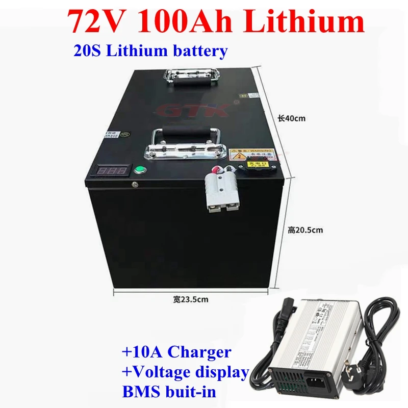 GTK водонепроницаемый 72v 100Ah литий-ионный аккумулятор 100A BMS для 6000w велосипед мотоцикл трицикл вилочный погрузчик AGV автомобиль+ 10A зарядное устройство