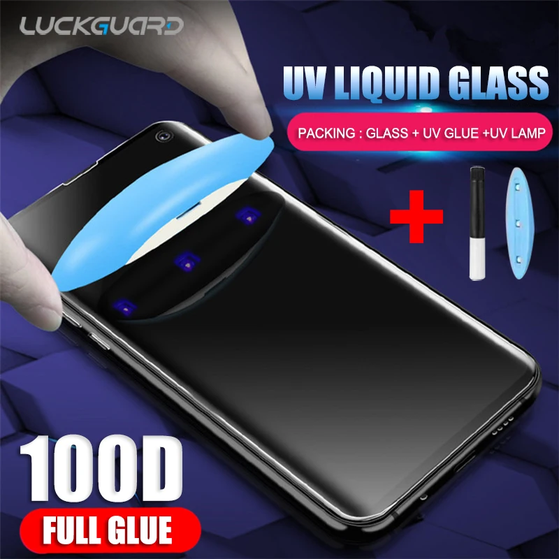 Закаленное стекло с УФ клеем для Samsung Galaxy S9 S8 S10 S20 Plus Note 20 8 9 10 Lite Защитная пленка