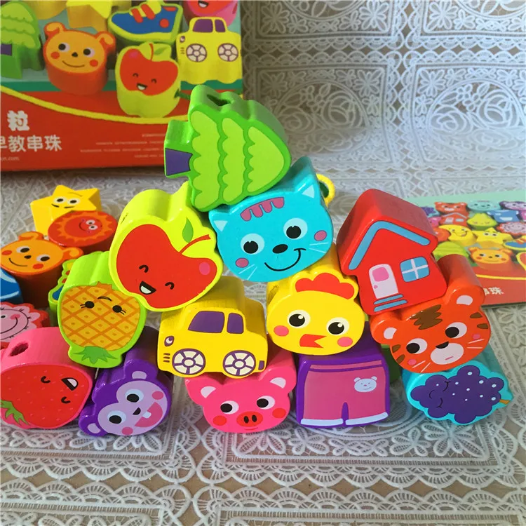 Новые продукты деревянная игрушка из бисера для детей 1-2-3 лет обучающее животное резьба Когнитивная струна музыка Дженга