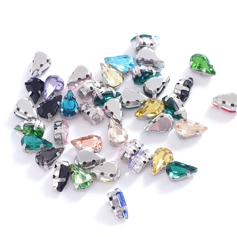 Colorful Teardrop Glass Crystal Sew On Rhinestones Sewing Rhinestones Rhinestone Crystals 3 Sizes