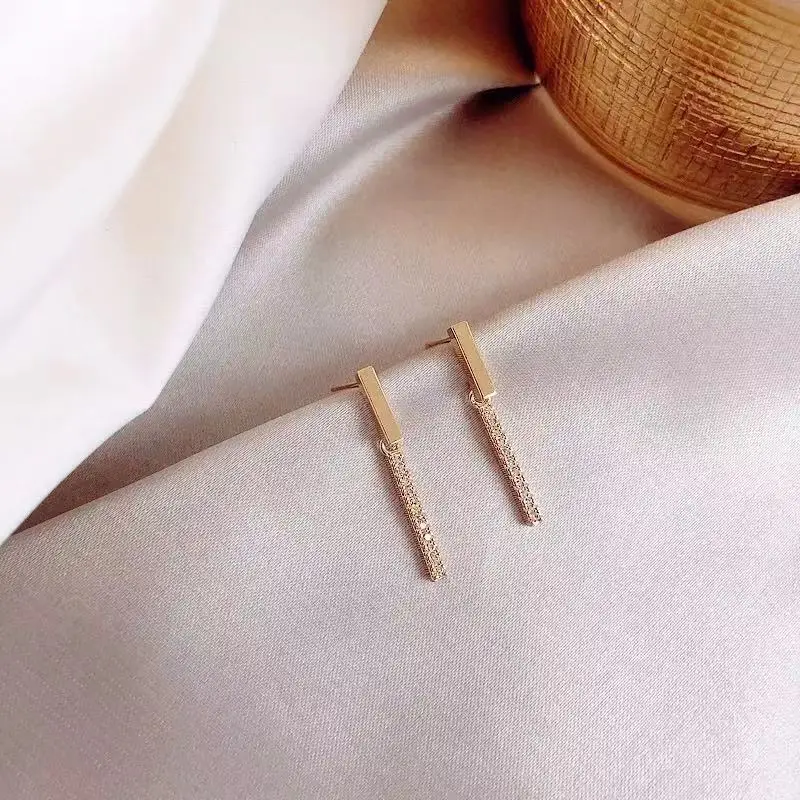Модный Стиль с украшением в виде кристаллов бар простые Подвесные серьги
