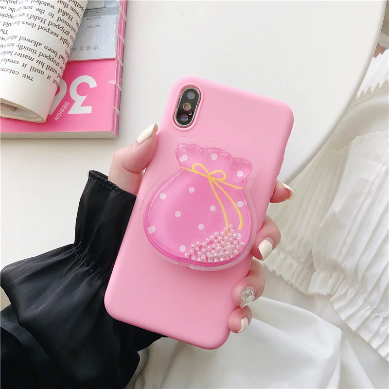3D Quicksand Phone Holder Case For Samsung Galaxy A50 A30 A40 A20 A10 A70 A60 A80 A7 A8s Cute Stand Soft Back Cover - Цвет: 07