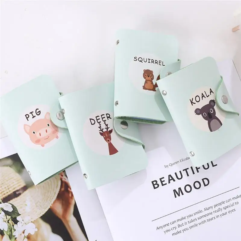 1Pc PU Leather Cute Printing Cartoon Card Purse Fashion Cute Cartoon Animal Creative Card Wallet Card Holder Children's Gift