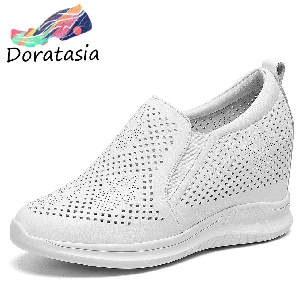 

DORATASIA Brand Girl Consise Classic Hollow Out Slip On Pumps Genuine Leather Pumps Women Casual Office Spring Shoes Woman