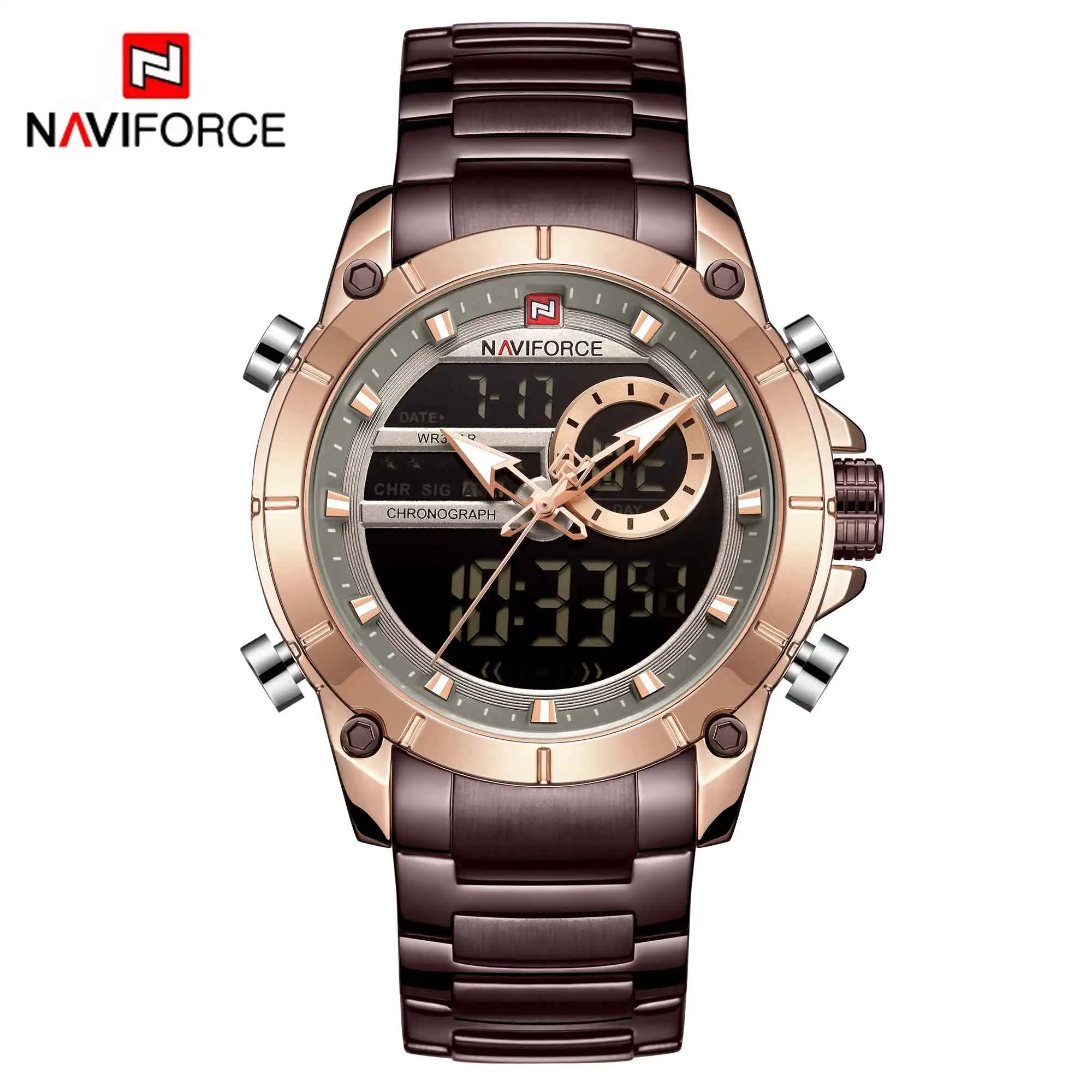 RGCE NAVIFORCE мужские часы Топ люксовый бренд часы кварцевые нержавеющая сталь Ремешок многофункциональные наручные часы мужские Relogio Masculino - Цвет: RGCE