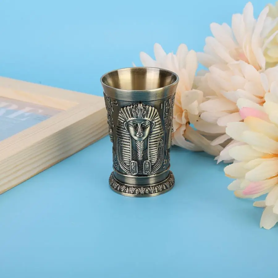 Miniature Figurines Vintage Egypt Style Wine Cup Metal Goblet Art Craft Decoration Gift Home Ornaments Plastic
