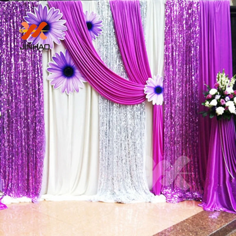 

2019 Colorful Ice Silk Sequin Cloth Drapery Wedding Background Anniversary Celebration Background Cloth
