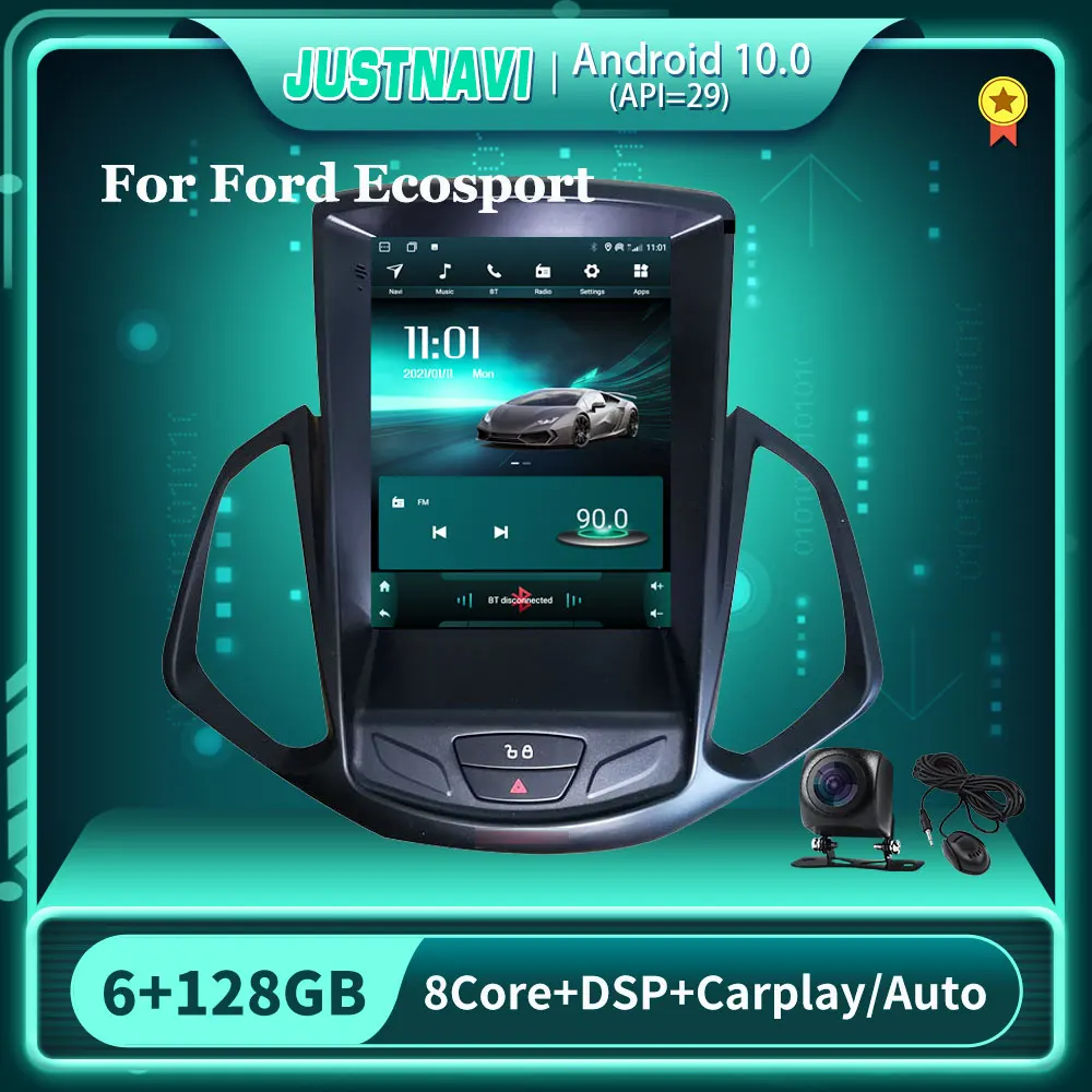 Автомагнитола в стиле Tesla для Ford Ecosport 2013-2017 Android 10 0 Авторадио мультимедийный