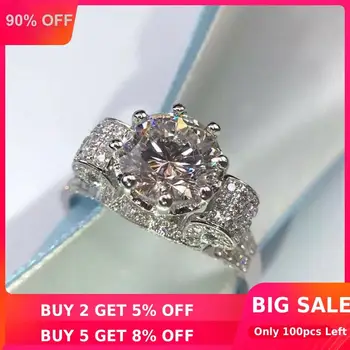

Luxury Crown 3ct Lab Diamond Ring 925 sterling silver Bijou Engagement Wedding band Rings for Women Bridal Fine Party Jewelry