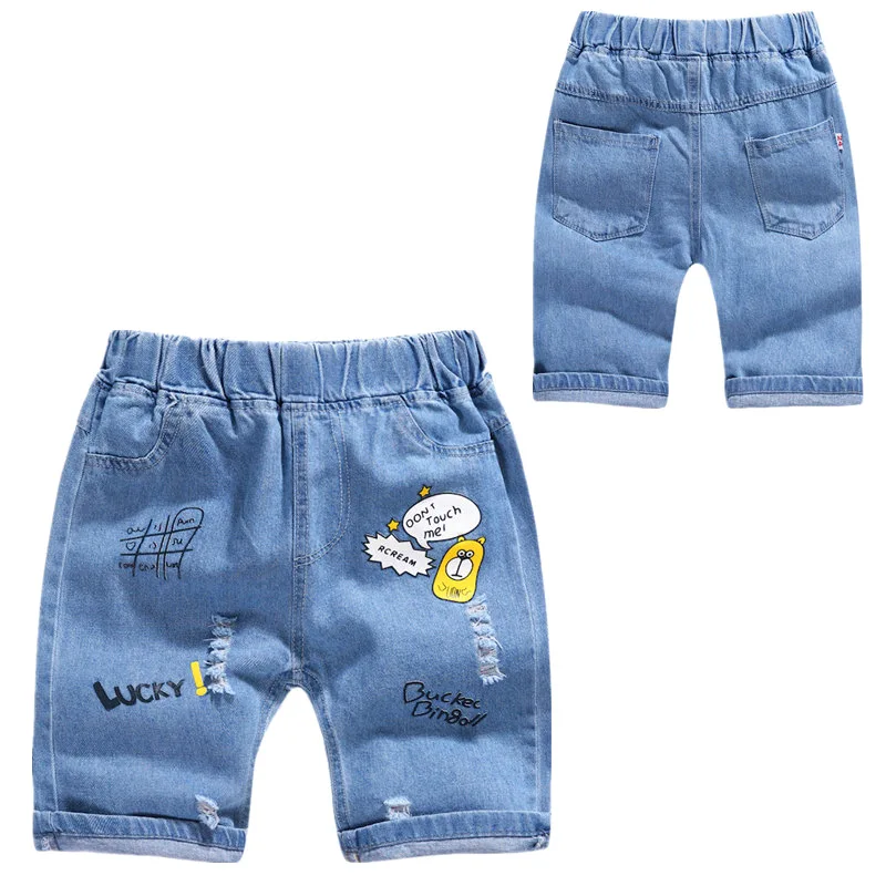 Childrenswear Summer BOY'S Denim Trousers Children Korean-style Shorts Children Sports Breeches Ripped Pants Shorts
