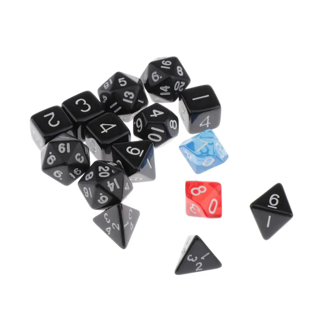 15pcs Polyhedral Dice TRPG Dices Acrylic for Dungeons & Dragons DND MTG RPG Board Game D20 D12 D10 D8 D6 D4