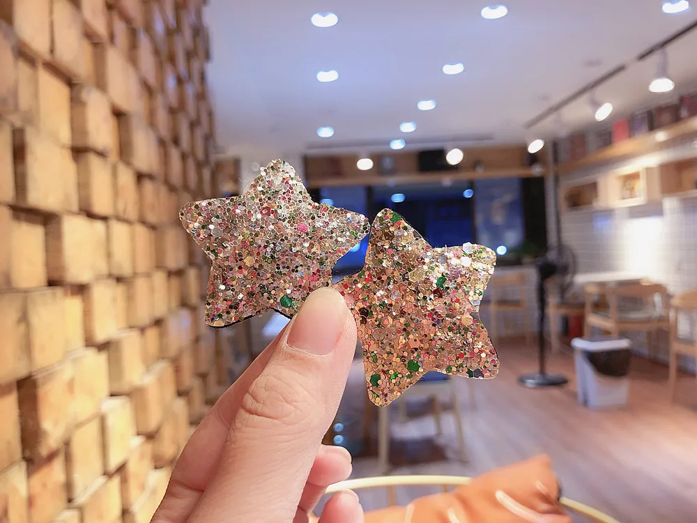 Free shipping fashion sequins star Children's hairclips ins snap clip BB girl's hairpins kid's side clips hair accessories