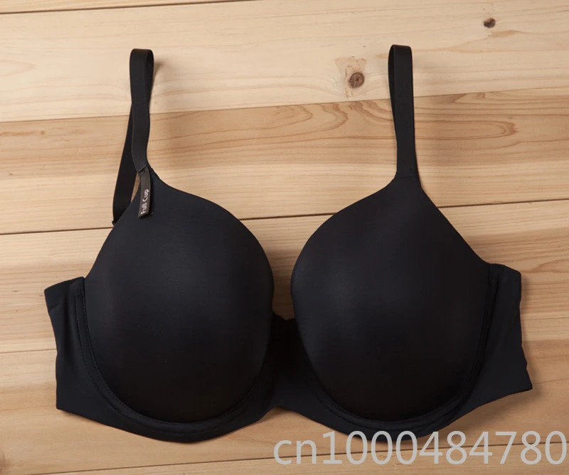 32, 34, 36, 38, 40 D DD, E F, Женский бесшовный Гладкий бюстгальтер на косточках без подкладки, черный, Телесный бюстгальтер размера плюс