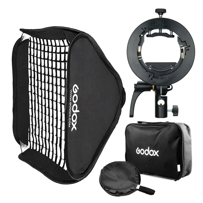 Godox S2 Speedlite кронштейн сотовый софтбокс с решеткой s-типа Bowens Flash Holder Mount fr Godox V1 V860II AD200 AD400PRO TT600 TT685 - Цвет: S2 80cm Grid Softbox