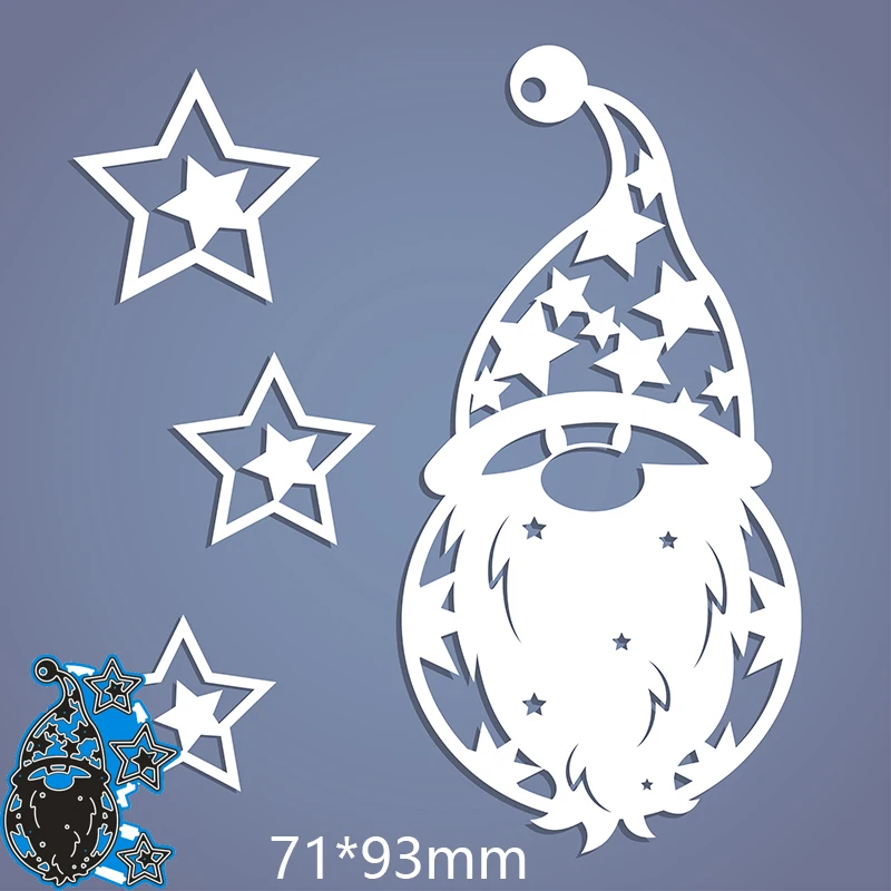 New Metal Cutting Dies Santa Avatar And Stars Stencils For DIY Scrapbooking Paper Cards Craft Making Decoration 71*93mm | Дом и сад