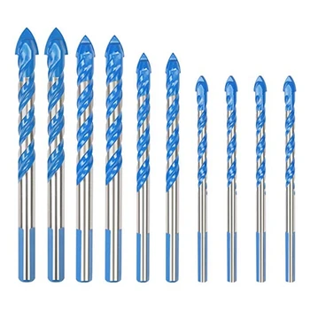 

Masonry Drill Bit Set Tipped Ceramic Tile Drill Bits Twist Drill for Concrete Brick Glass Plastic and Wood Assorted Size 6/8/10/