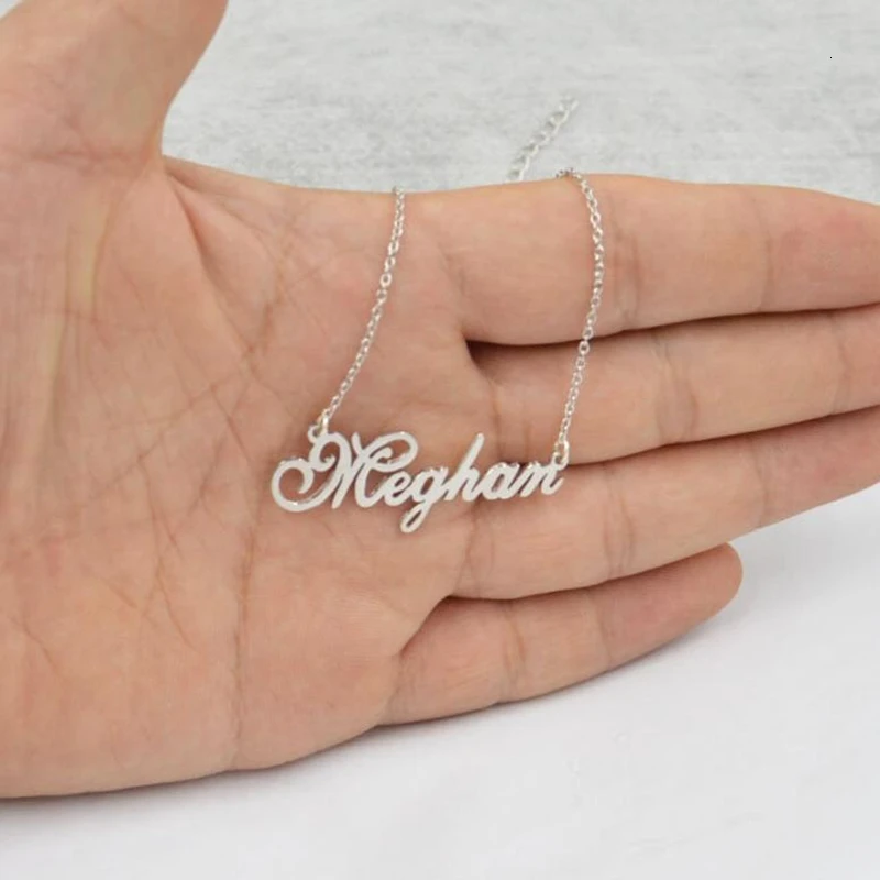 Серебряный Цвет колье с заказным именем Для женщин Крылья Подвески для ожерелья в форме сердца Нержавеющая сталь цепи табличка Jewelry 2019
