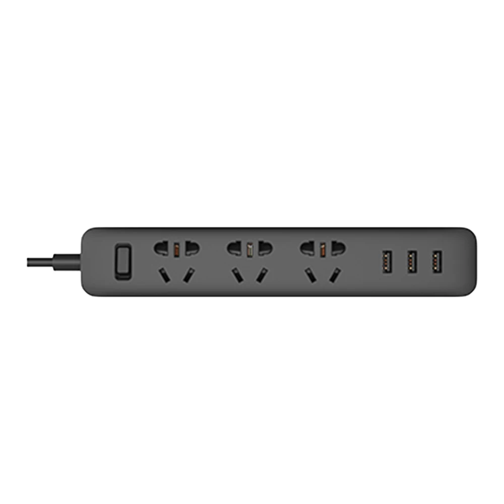 Черный Xiaomi socket 3 usb многофункциональная Подключаемая пористая проводка для домашней безопасности, оригинальная прокладка питания - Цвет: Черный