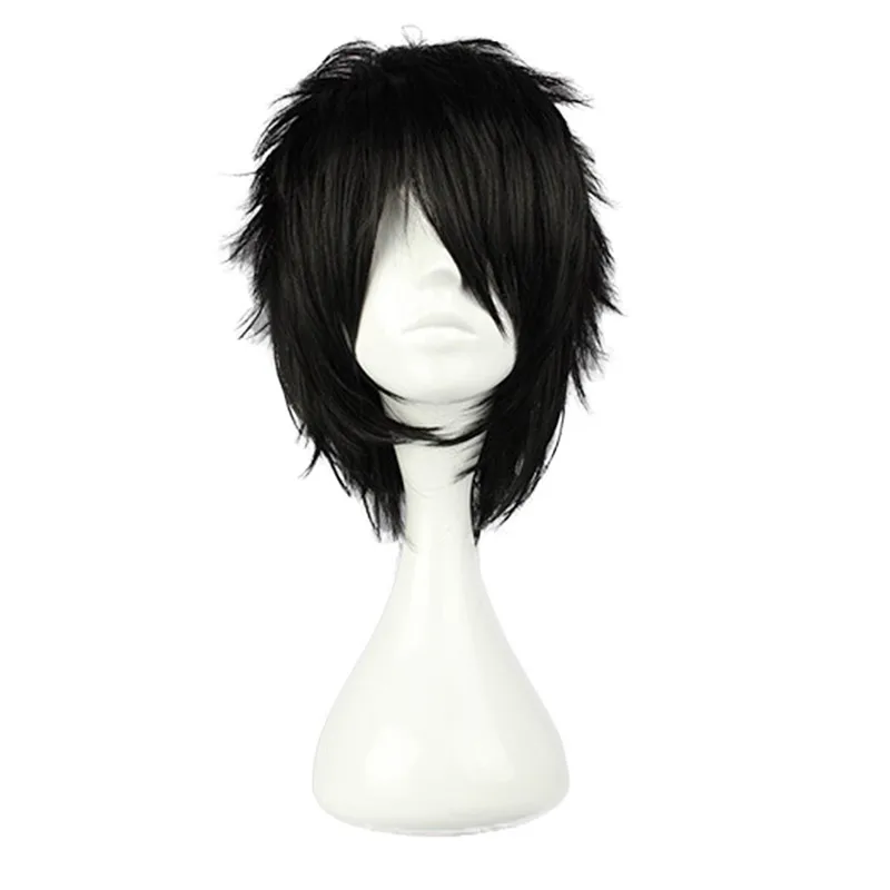  Anime Death Note L Cos Wig Mens L.Lawliet Short Black Heat Resistant Hair Pelucas Cosplay Costume W
