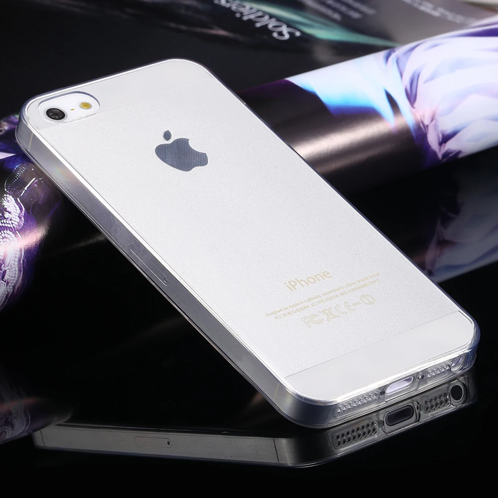 Фото Силиконовый чехол для телефона iPhone 5 5S 5G мягкий прозрачный ультра тонкий прозрачный чехол 0,33 мм супер тонкий ТПУ гель №4