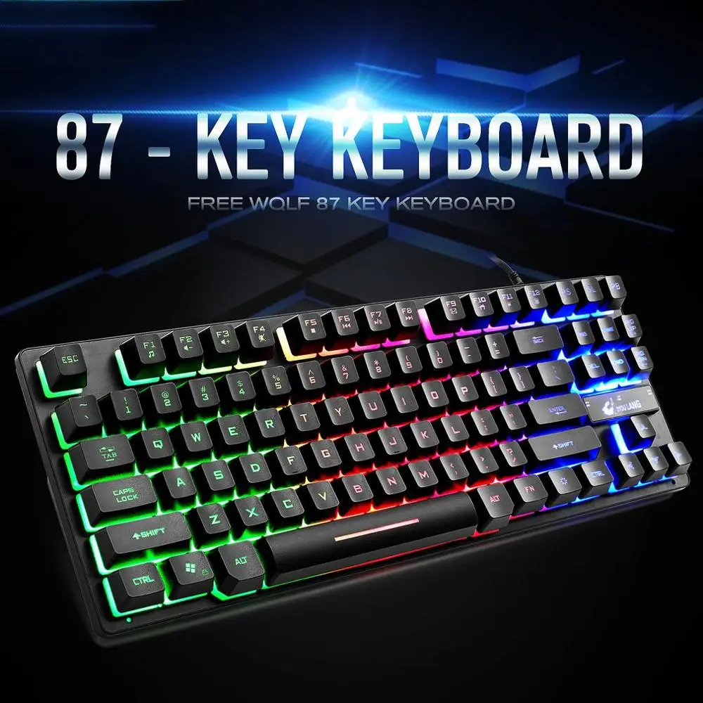 K16 игровая клавиатура светодиодный механическая клавиатура с подсветкой 87 клавиш 12 мультимедийных клавиш для ПК ноутбука для геймеров Проводная клавиатура|Клавиатуры| | АлиЭкспресс