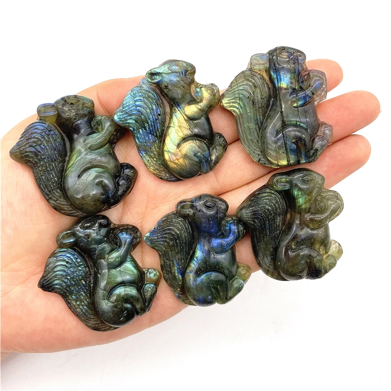 

Lovely 1PC Natural Labradorite Squirrel Hand Carved Polished Crystal Gifts Reiki Healing Crystal Animal Natural Quartz Crystals