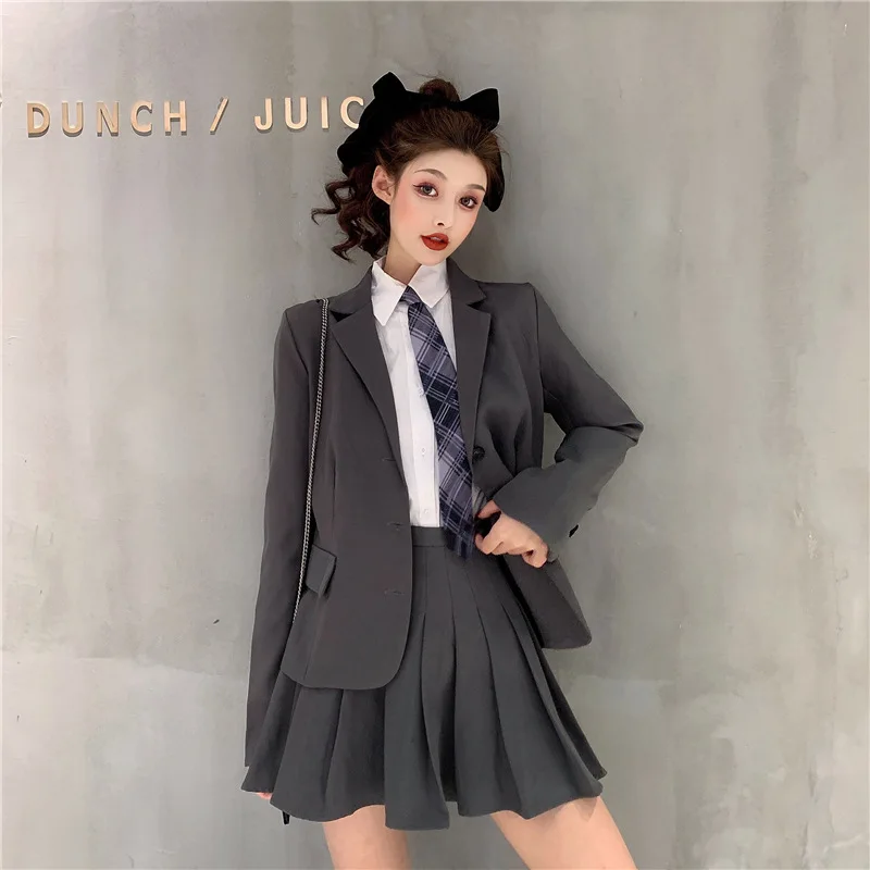

2020 Spring Clothing New Products College Style by Age Shirt Loose-Fit Small Suit High-waisted Slim Fit Slimming Pleated Skirt S